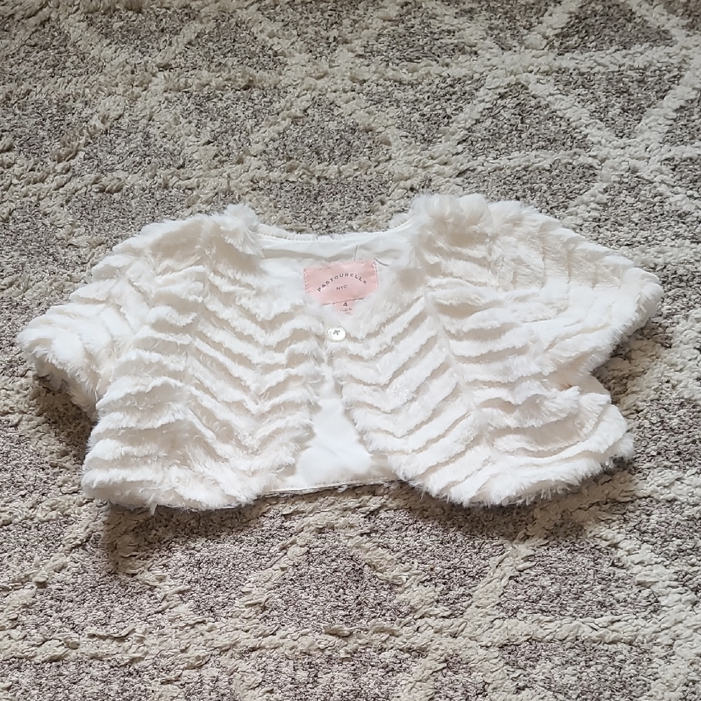 4 for $28 - Pastourelle NYC 4 Girls White Faux Fur Bolero Jacket / Cardigan